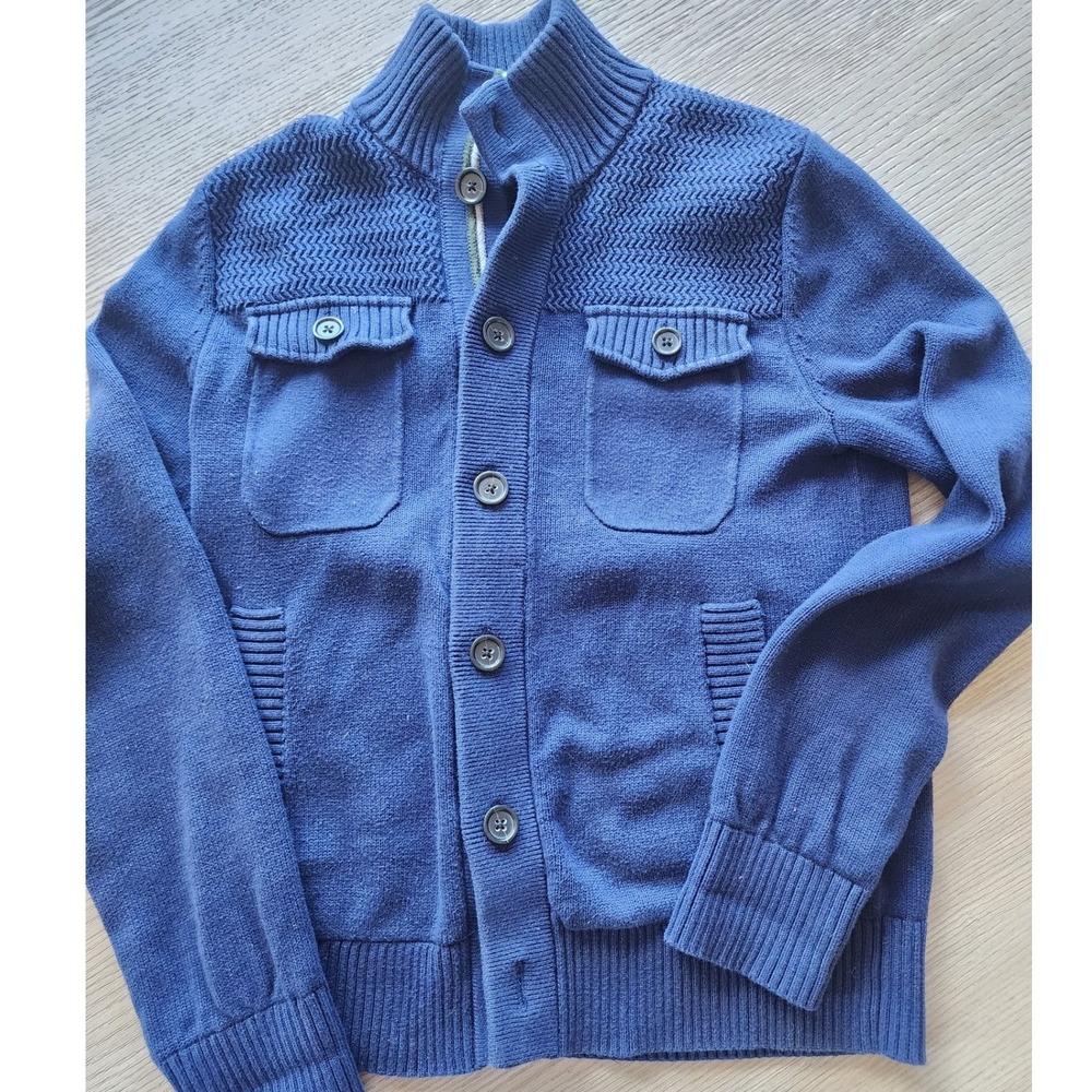 Navy Blue BANANA REPUBLIC Knit Cardigan Sweater.Ribbed Trim gorpcore cabincore